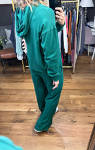 The Gabby Wide Leg + Hoodie Set - Pine Green-Two Piece Set-Double zero dz23e999 dz23g455-Anna Kaytes Boutique, Women's Fashion Boutique in Grinnell, Iowa