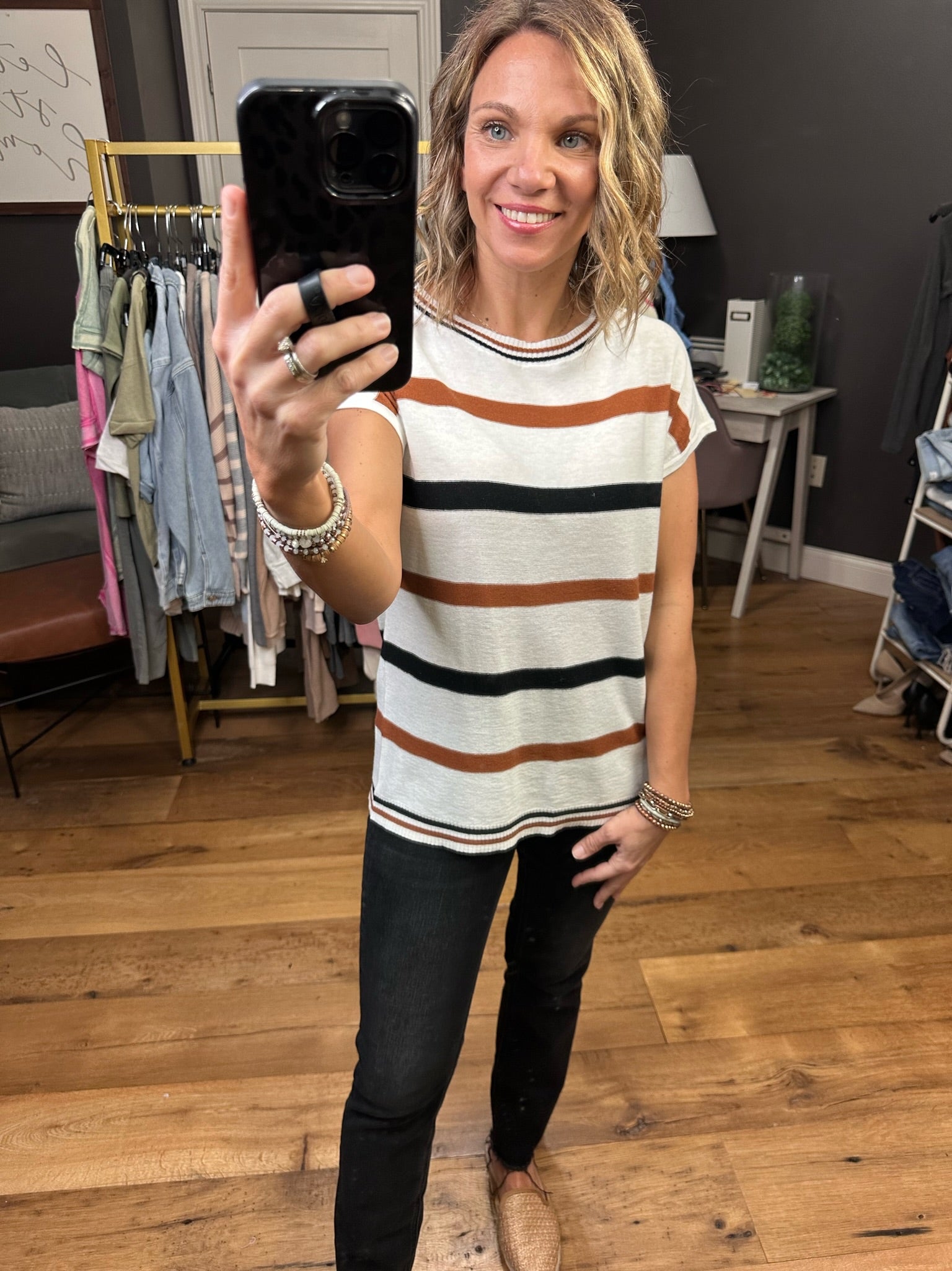 In Rotation Striped Boatneck Top - Multiple Options-Short Sleeves-Staccato 53447b-Anna Kaytes Boutique, Women's Fashion Boutique in Grinnell, Iowa