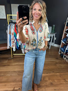 Garden Charm Floral Top - Oat Multi-Short Sleeves-THML-Anna Kaytes Boutique, Women's Fashion Boutique in Grinnell, Iowa