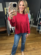 Catching Up Cable Knit Sweater - Red-Aemi & Co-Anna Kaytes Boutique, Women's Fashion Boutique in Grinnell, Iowa