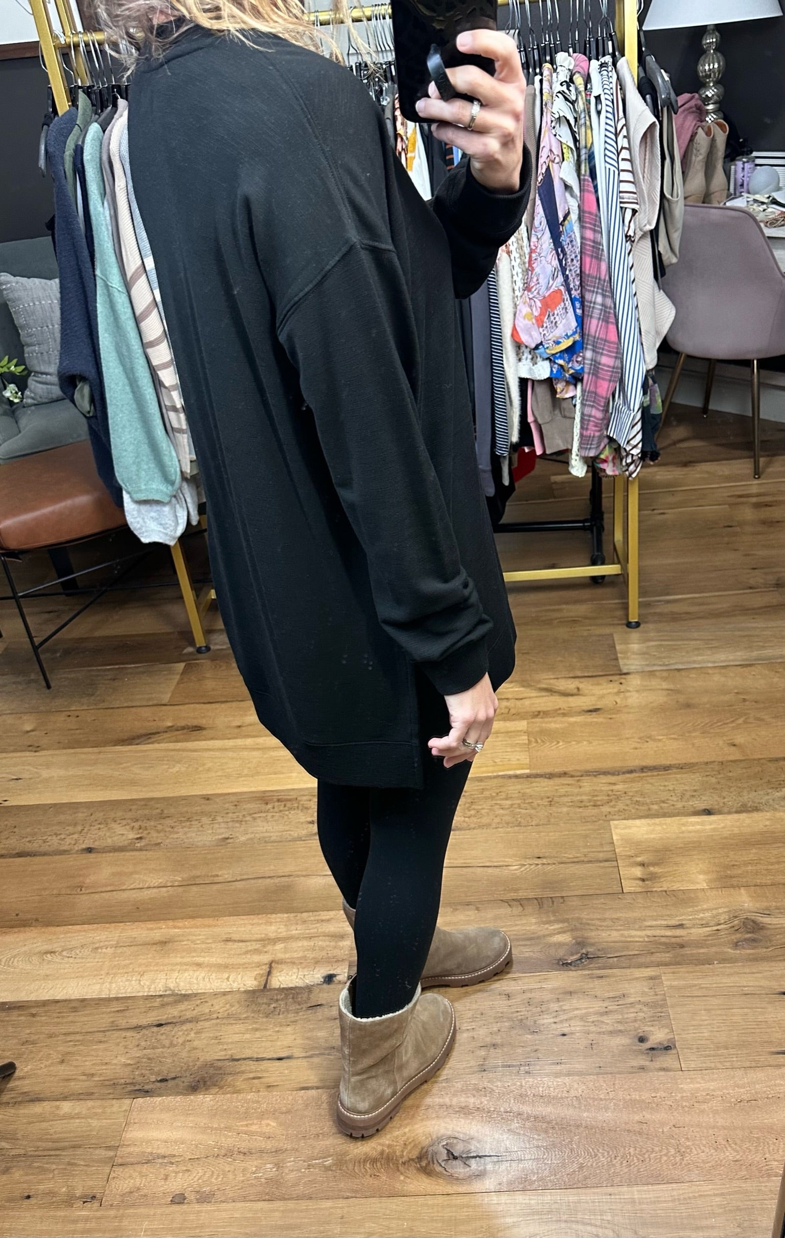 Best Performance V-Neck Slub Top - Black-Long Sleeves-Thread & Supply T1056SBFT-Anna Kaytes Boutique, Women's Fashion Boutique in Grinnell, Iowa