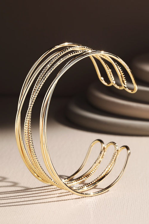 Textured Wired Cuff Bracelet- Gold-Bracelets-Urbanista RN1MB4153-Anna Kaytes Boutique, Women's Fashion Boutique in Grinnell, Iowa