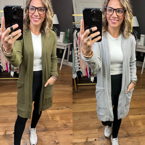 The Ali Brushed Fleece Pocket Cardigan - Multiple Options-Cherish T24460-Anna Kaytes Boutique, Women's Fashion Boutique in Grinnell, Iowa