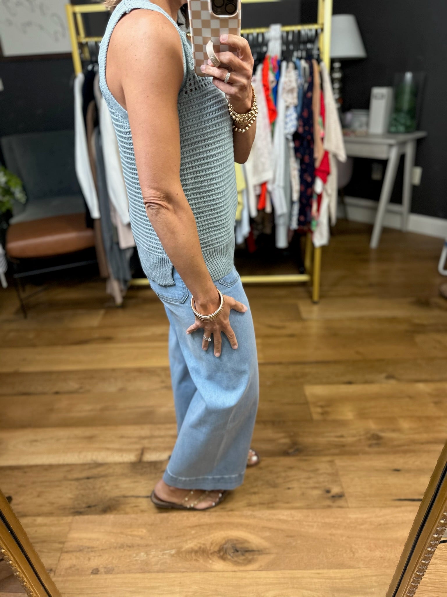 By My Moonlight Knit Top - Dusty Blue-Staccato-Anna Kaytes Boutique, Women's Fashion Boutique in Grinnell, Iowa