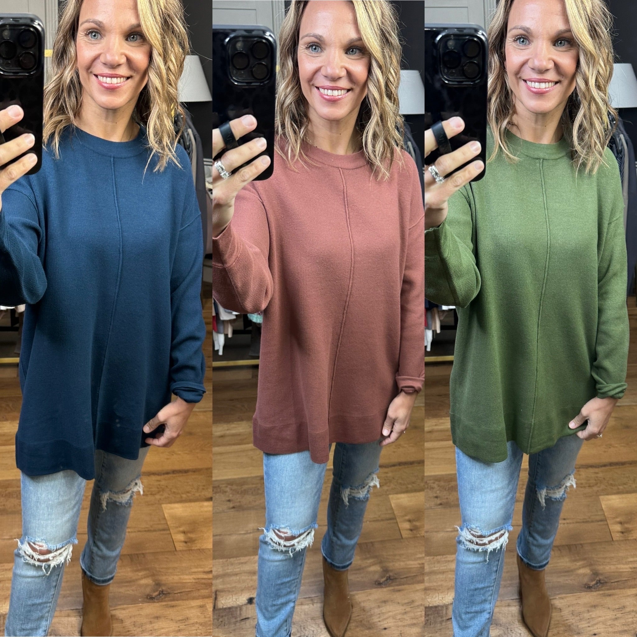 The Layla Oversized Crew Sweater With Textured Detail - Multiple Options