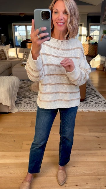 **The Way It Goes Striped Knit Sweater-Wishlist-Anna Kaytes Boutique, Women's Fashion Boutique in Grinnell, Iowa