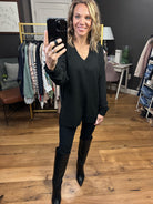 Best Performance V-Neck Slub Top - Black-Long Sleeves-Thread & Supply T1056SBFT-Anna Kaytes Boutique, Women's Fashion Boutique in Grinnell, Iowa