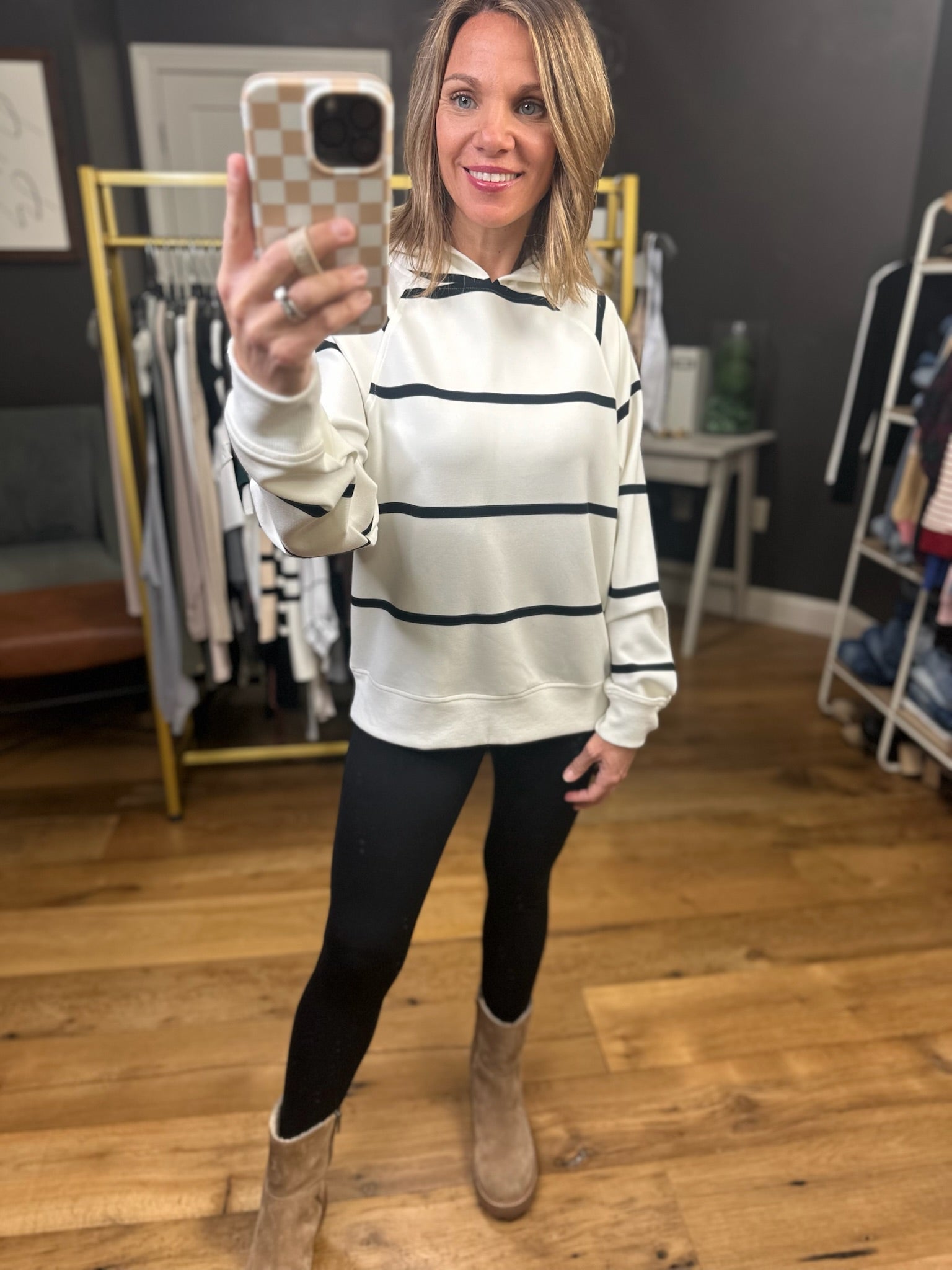 Meet You There Striped Hoodie - Ivory/Black-Thread & Supply-Anna Kaytes Boutique, Women's Fashion Boutique in Grinnell, Iowa