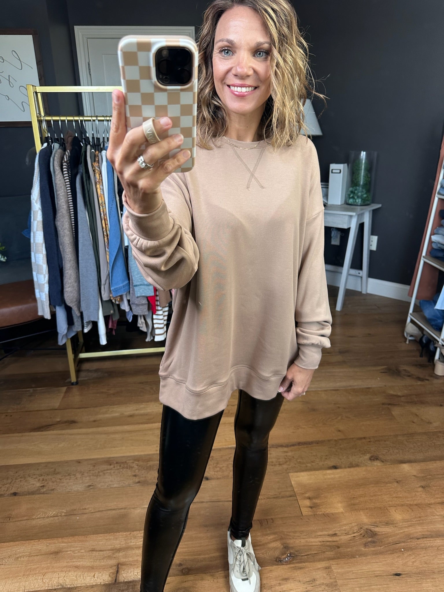 Between Us Crew Sweatshirt - Mocha-Wishlist-Anna Kaytes Boutique, Women's Fashion Boutique in Grinnell, Iowa