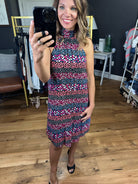 Never Better Contrasting Pattern Dress - Black Multi-Dresses-Andree By Unit Emily Wonder D10134-9-Anna Kaytes Boutique, Women's Fashion Boutique in Grinnell, Iowa