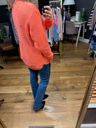 Beside The Fact Coral Knit Sweater - Coral-Sweaters-Zenana TW-3416D4-Anna Kaytes Boutique, Women's Fashion Boutique in Grinnell, Iowa