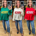 MERRY Crew Sweater-Sweaters-Wishlist-Anna Kaytes Boutique, Women's Fashion Boutique in Grinnell, Iowa