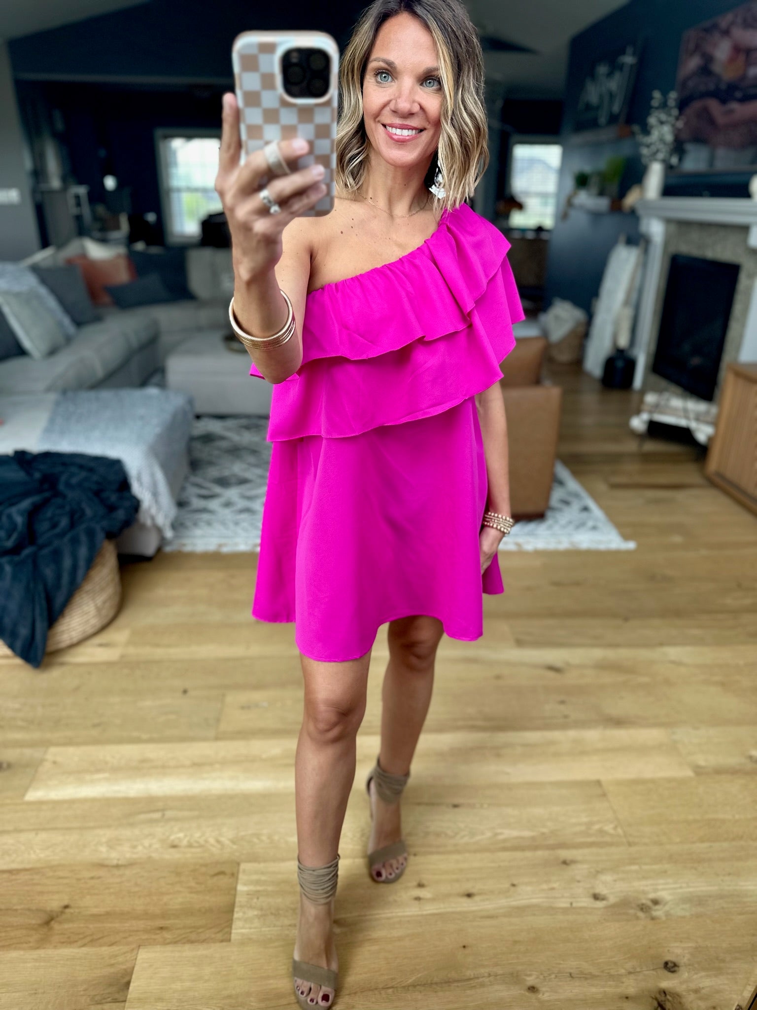 Change Your Mind One-Shoulder Dress - Magenta-Glam-Anna Kaytes Boutique, Women's Fashion Boutique in Grinnell, Iowa