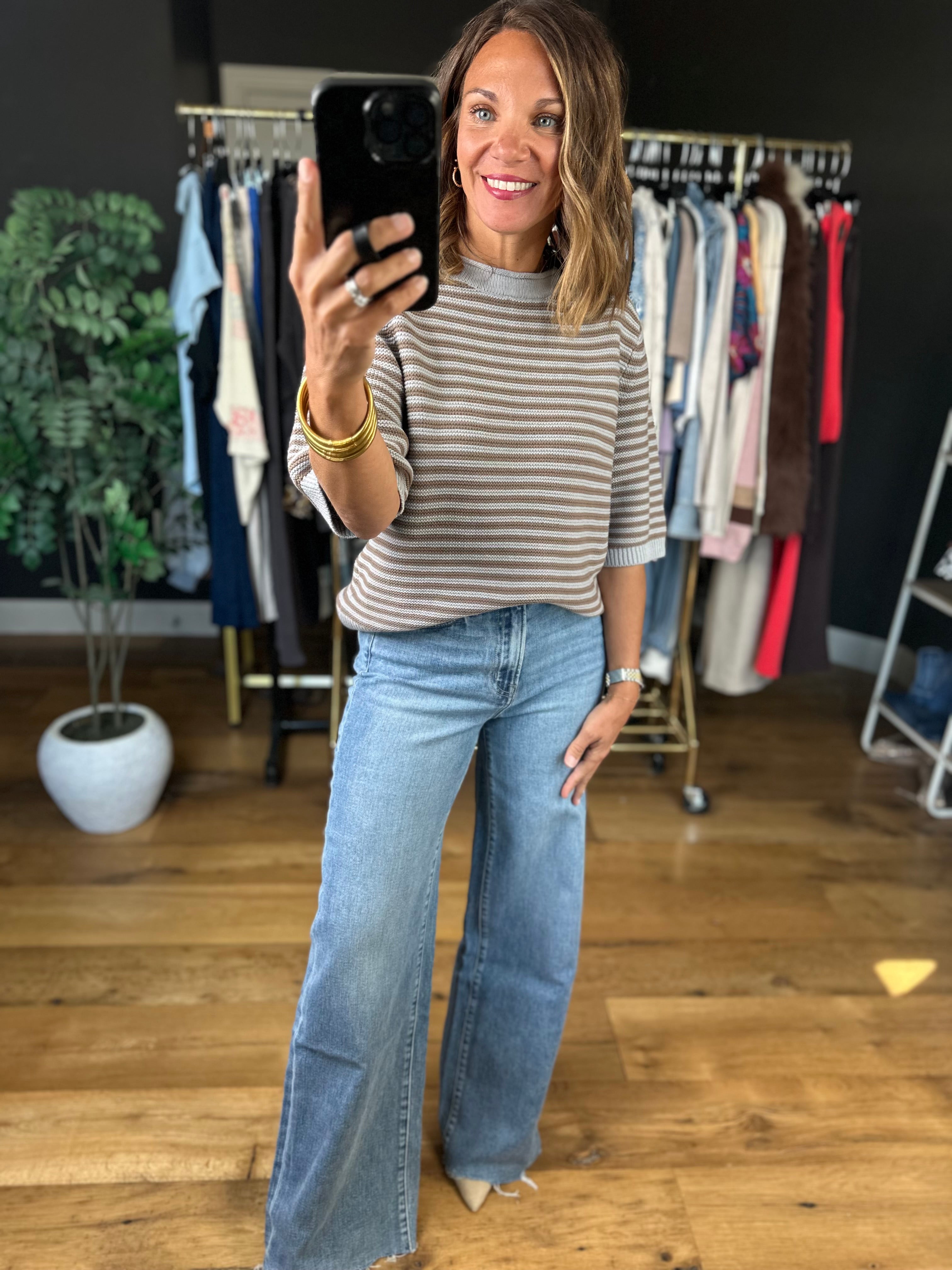 My Idea Striped Knit Top-Sweaters-Blu Pepper-Anna Kaytes Boutique, Women's Fashion Boutique in Grinnell, Iowa