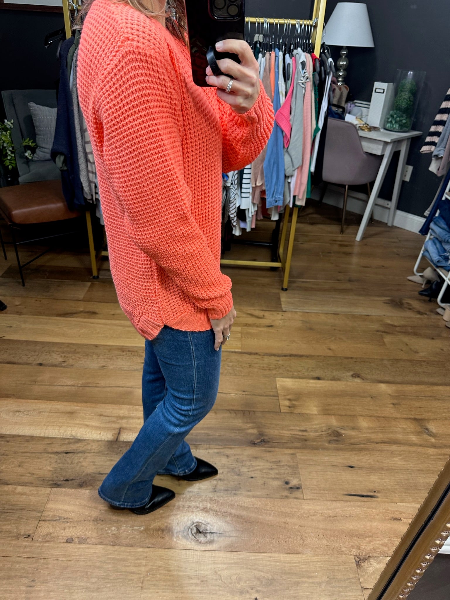 Beside The Fact Coral Knit Sweater - Coral
