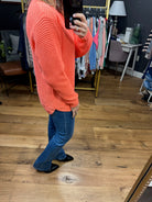 Beside The Fact Coral Knit Sweater - Coral-Sweaters-Zenana TW-3416D4-Anna Kaytes Boutique, Women's Fashion Boutique in Grinnell, Iowa