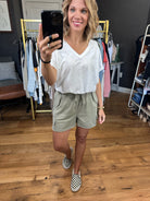 Once In Awhile Pocket Cargo Shorts - Olive-Shorts-Wishlist-Anna Kaytes Boutique, Women's Fashion Boutique in Grinnell, Iowa