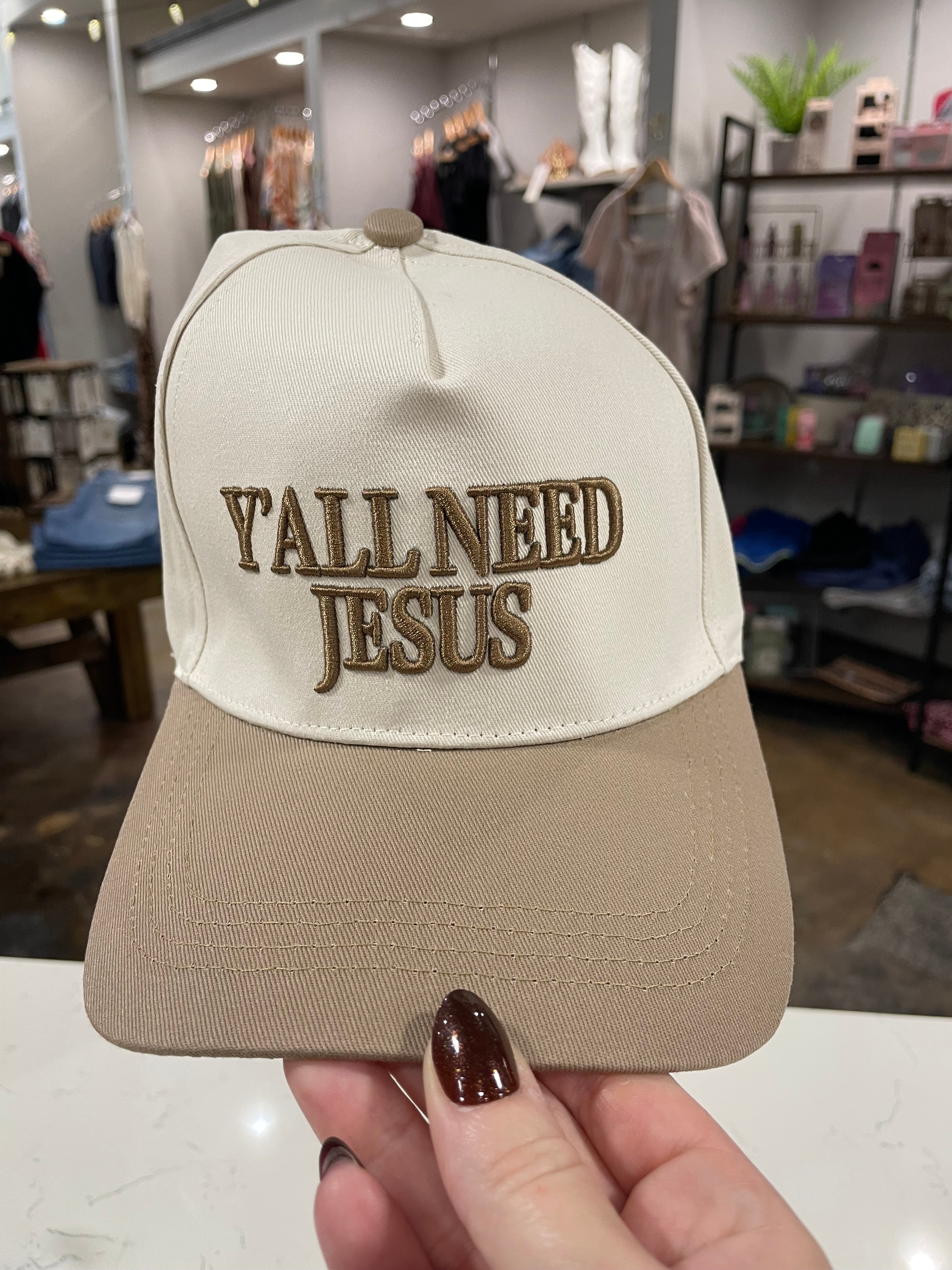 Y'all Need Jesus Baseball Cap-Hats-Zenana-Anna Kaytes Boutique, Women's Fashion Boutique in Grinnell, Iowa