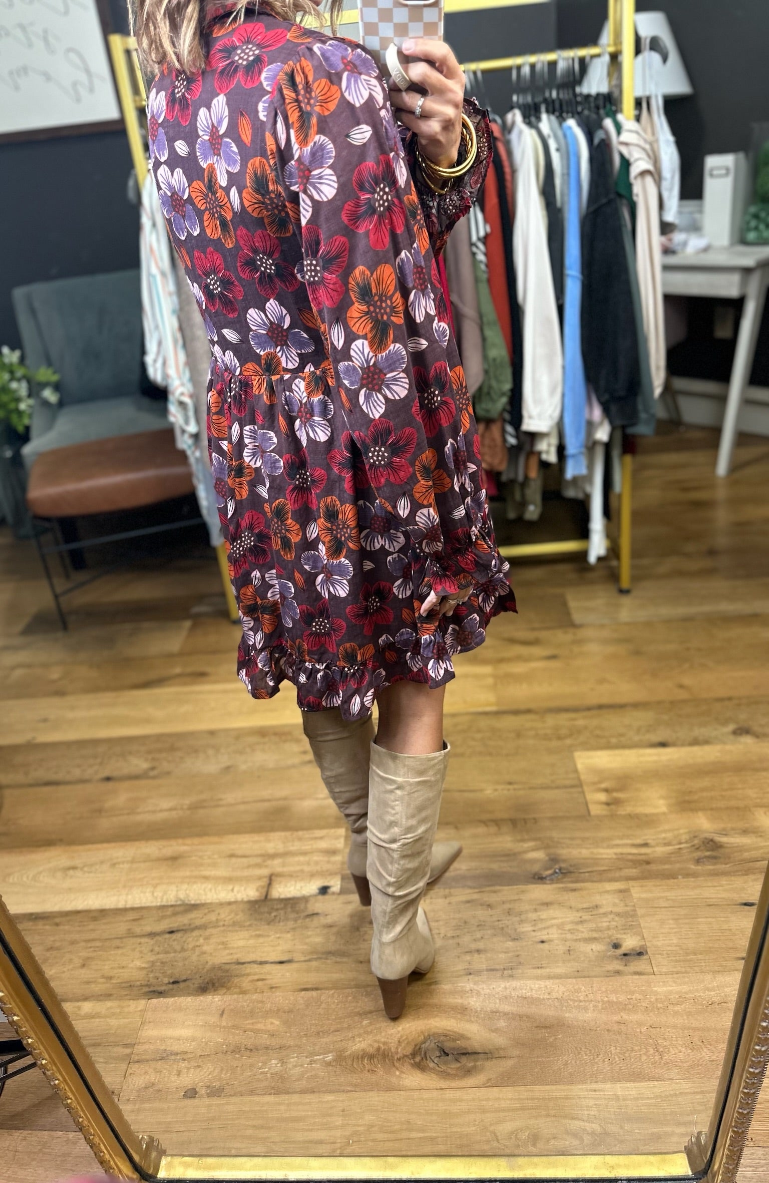 Bring It With Me Floral Dress - Brown-Very J-Anna Kaytes Boutique, Women's Fashion Boutique in Grinnell, Iowa