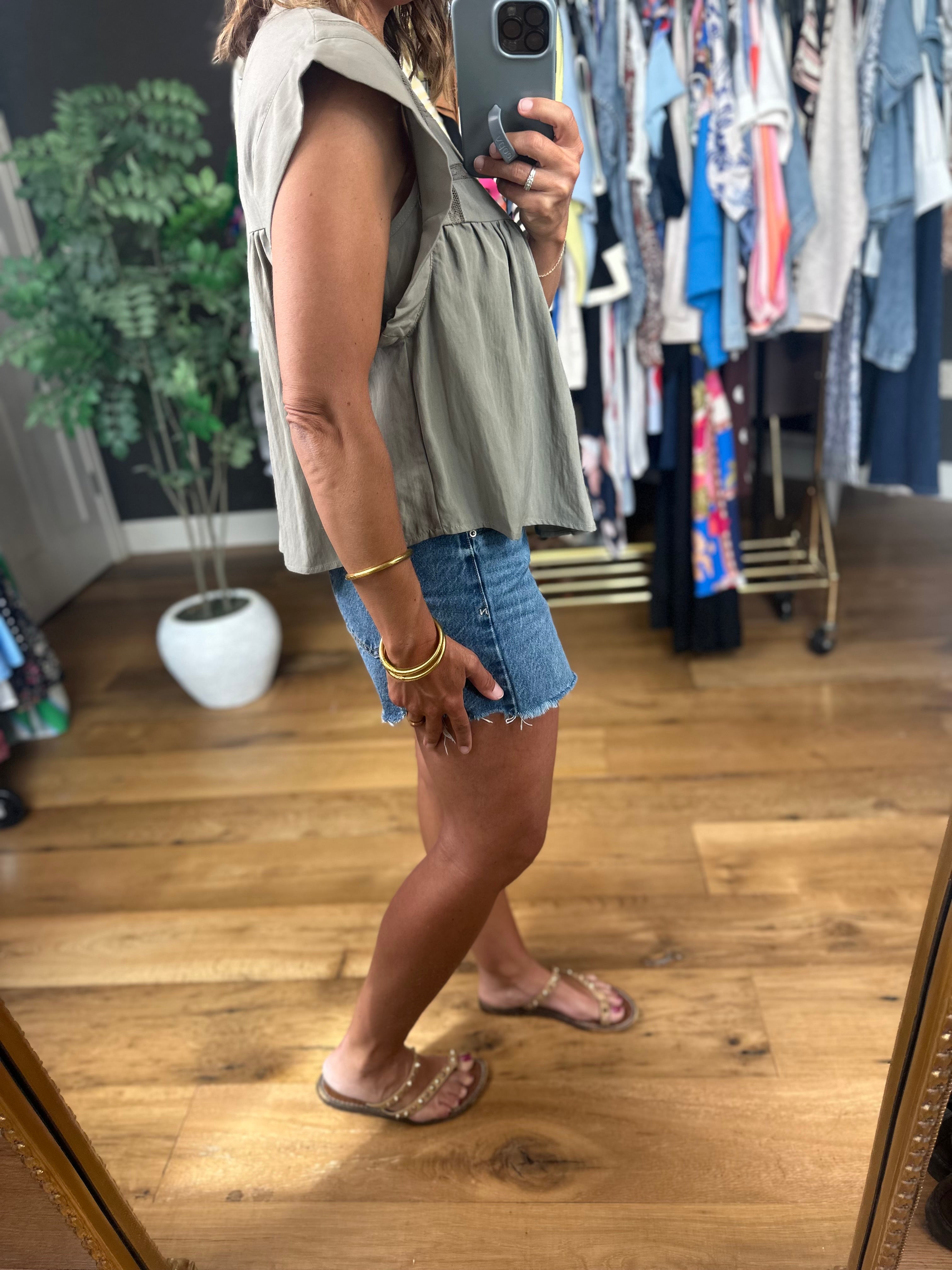 Keep The Peace Eyelet Detail Top-Short Sleeves-She & Sky-Anna Kaytes Boutique, Women's Fashion Boutique in Grinnell, Iowa