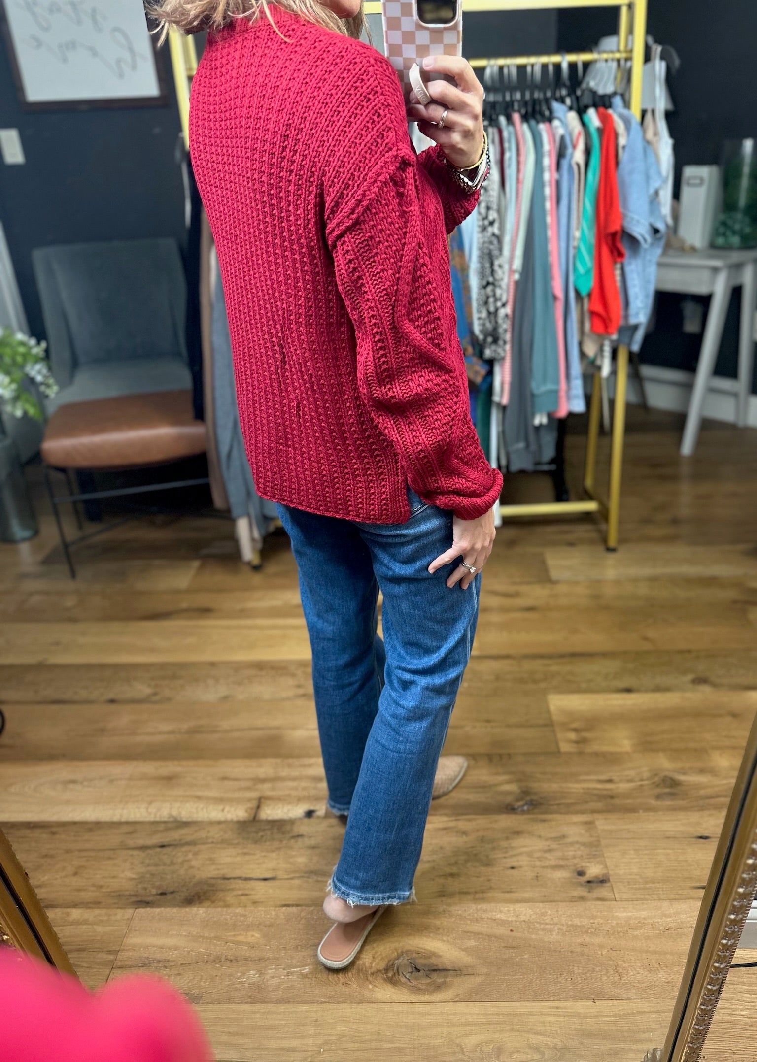 Catching Up Cable Knit Sweater - Red-Aemi & Co-Anna Kaytes Boutique, Women's Fashion Boutique in Grinnell, Iowa