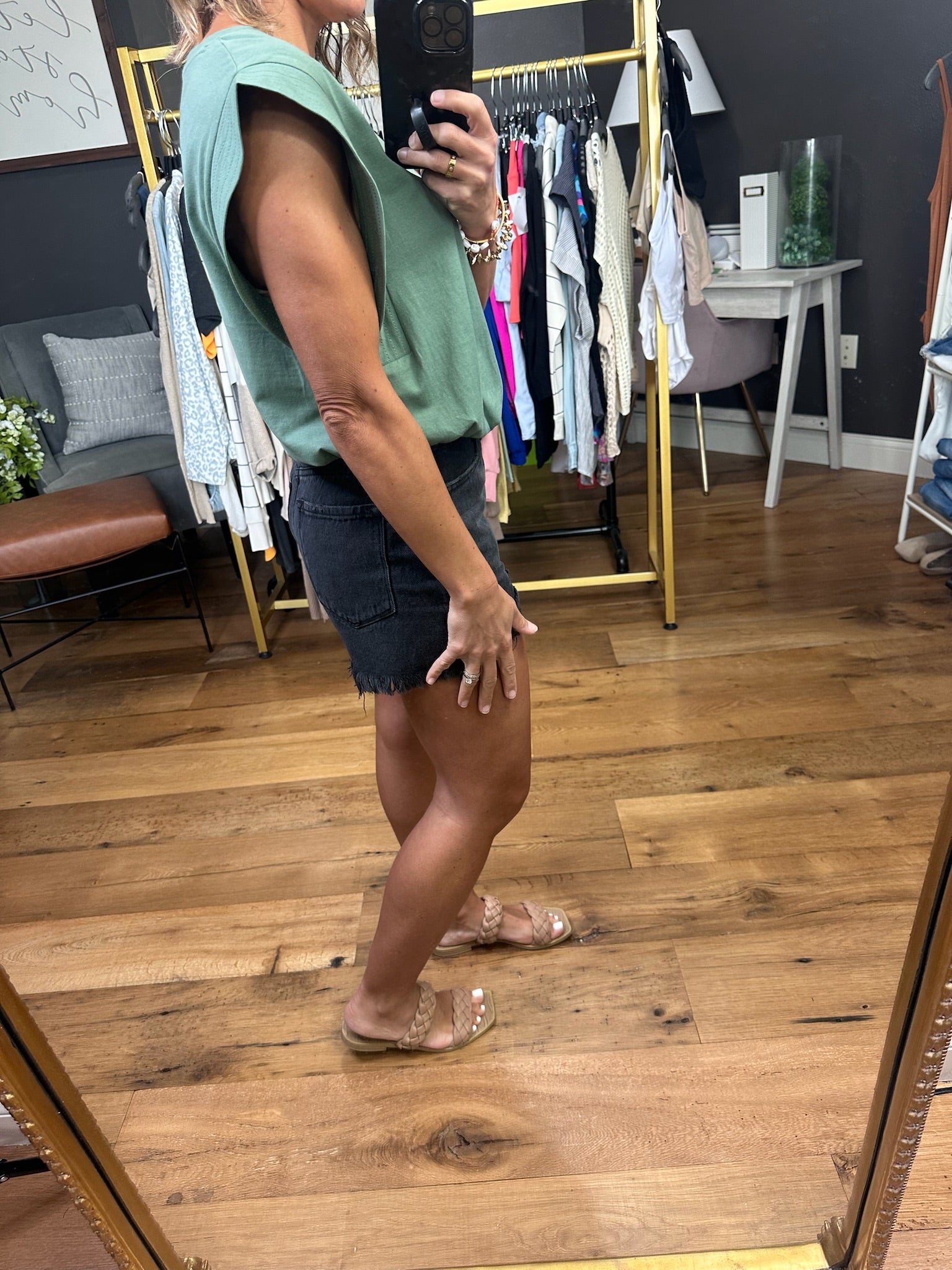 Matters So Much Cap Sleeve Top - Green-Short Sleeves-Wishlist-Anna Kaytes Boutique, Women's Fashion Boutique in Grinnell, Iowa