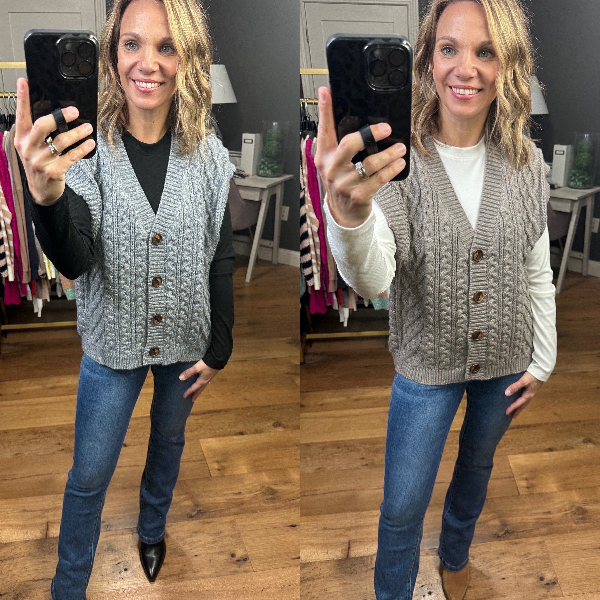 Right This Way Knit Cardigan Vest - Multiple Options
