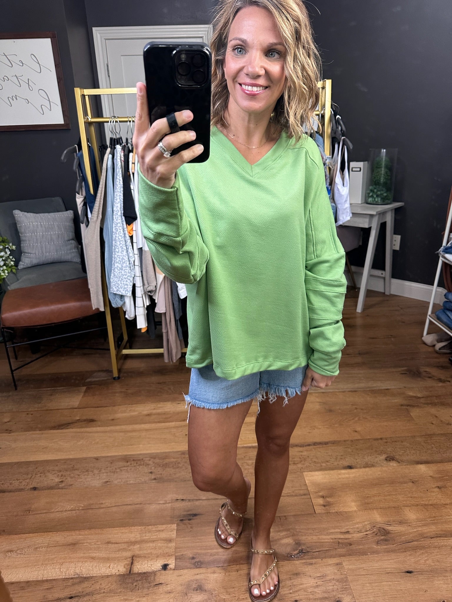 Leaving Town Textured V-Neck Top - Multiple Options-Short Sleeves-Bucketlist-Anna Kaytes Boutique, Women's Fashion Boutique in Grinnell, Iowa