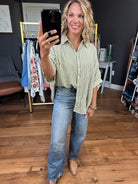 In Perfect Harmony Boyfriend Dolman Button-Down Top - Cream/Olive-Wishlist-Anna Kaytes Boutique, Women's Fashion Boutique in Grinnell, Iowa