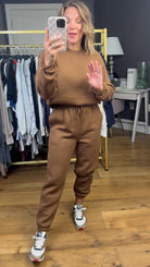 A Good Look Cropped Crew + Jogger Sweatpant Set - Cocoa Dust-Mono B-Anna Kaytes Boutique, Women's Fashion Boutique in Grinnell, Iowa