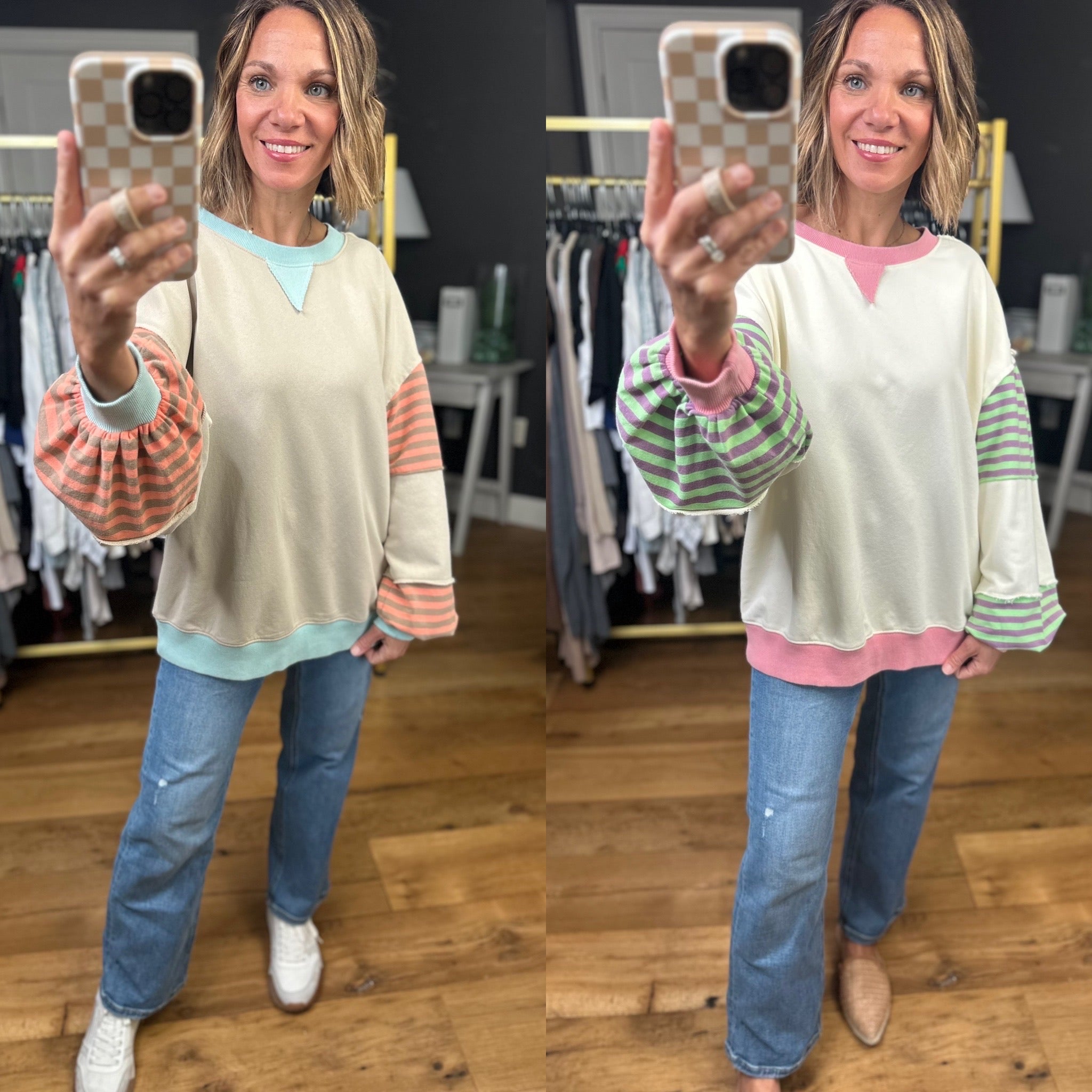 Great Adventure Contrasting Oversized Crew - Multiple Options-Easel-Anna Kaytes Boutique, Women's Fashion Boutique in Grinnell, Iowa