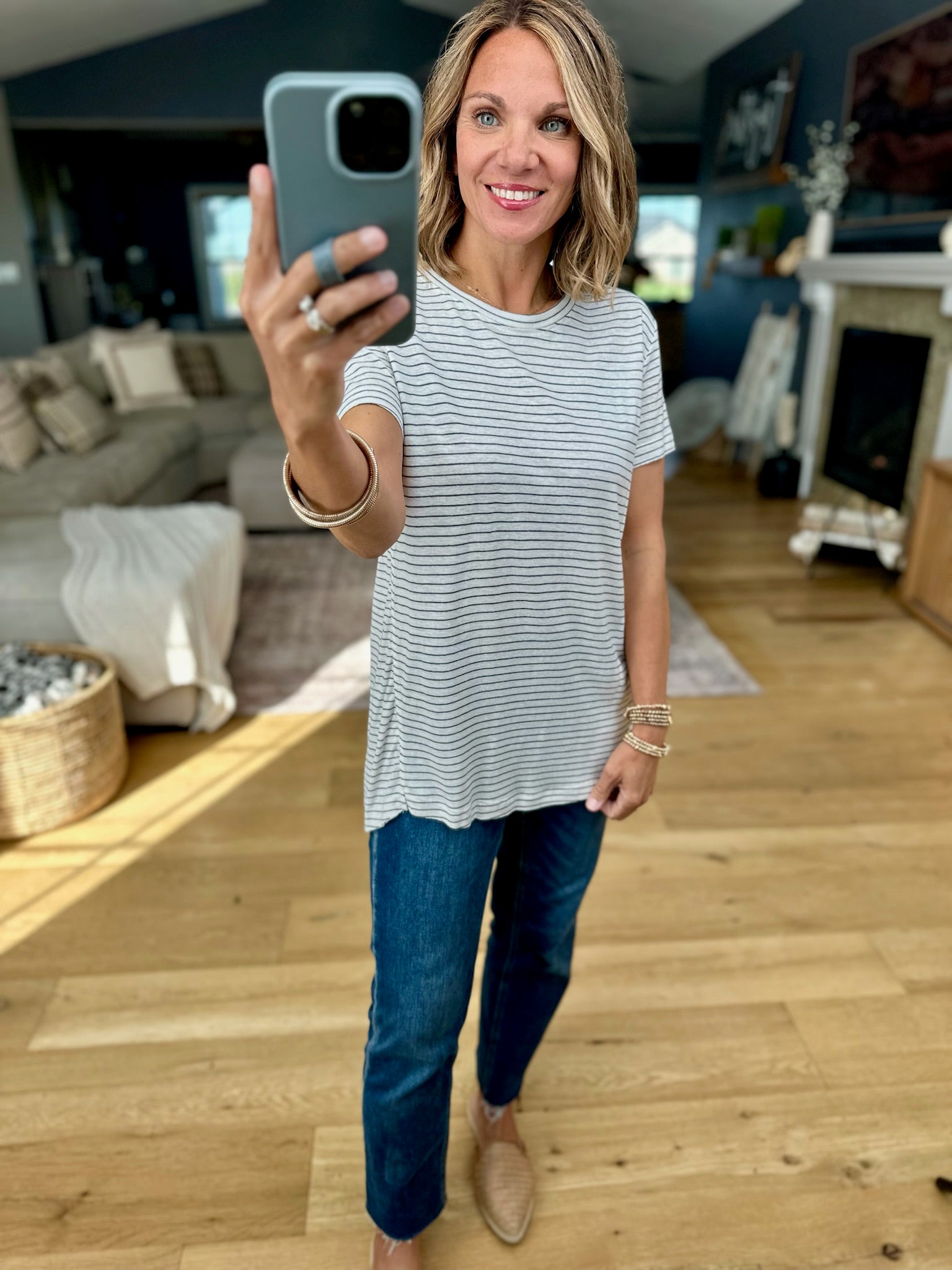 Back To The Basics Striped Tee-Be Cool-Anna Kaytes Boutique, Women's Fashion Boutique in Grinnell, Iowa