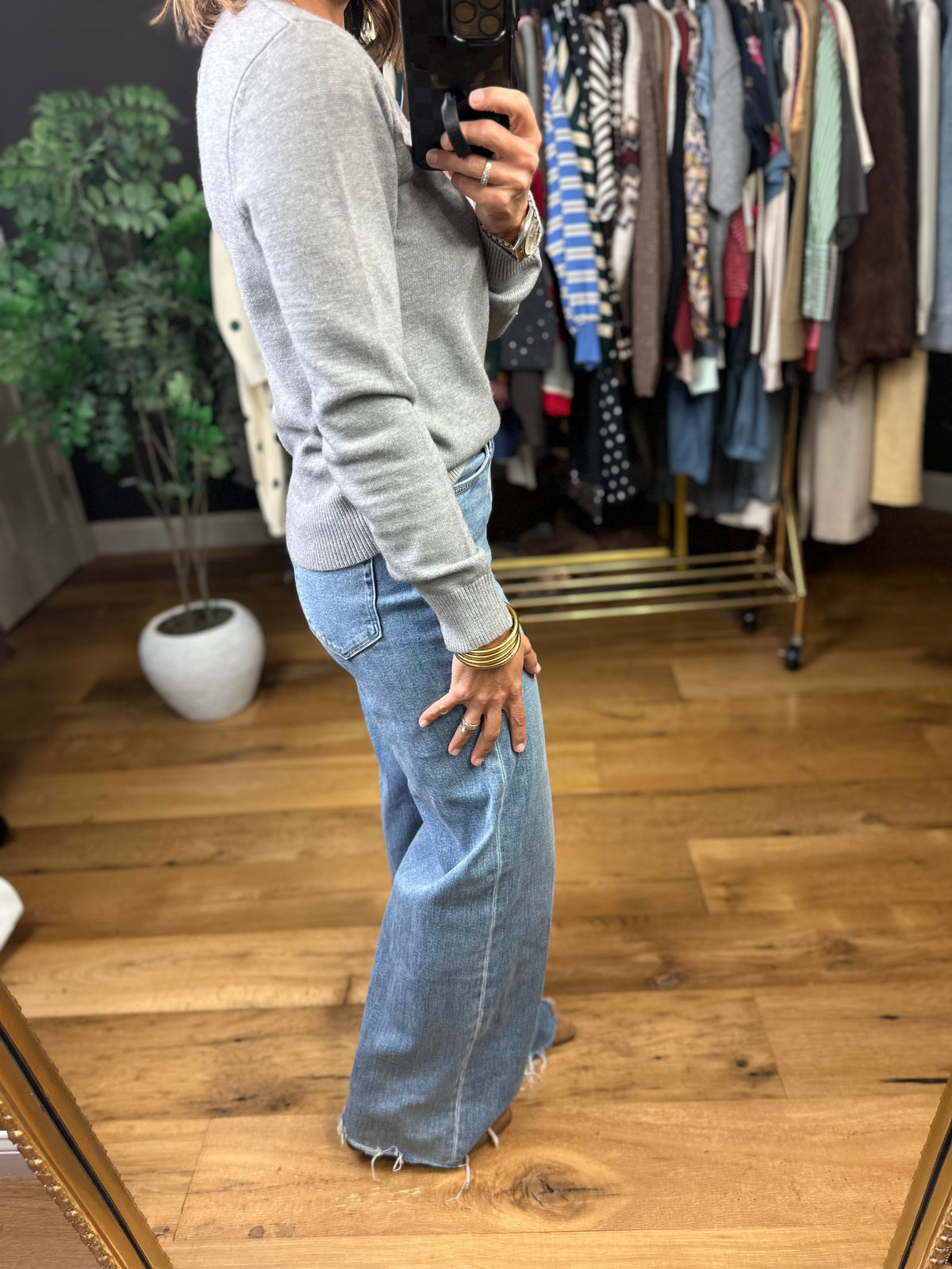 A Day to Remember Heather Grey Classic Crew Knit-Sweaters-Be cool-Anna Kaytes Boutique, Women's Fashion Boutique in Grinnell, Iowa