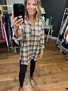 Live In Comfort Plaid Flannel Button-Down - Multiple Options-Long Sleeves-Vine & Love VT60455G-Anna Kaytes Boutique, Women's Fashion Boutique in Grinnell, Iowa