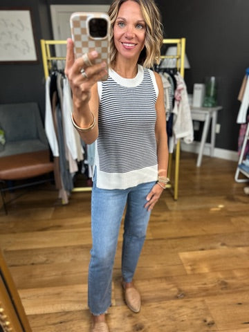 Almost There Striped Top - Navy-Be Cool-Anna Kaytes Boutique, Women's Fashion Boutique in Grinnell, Iowa