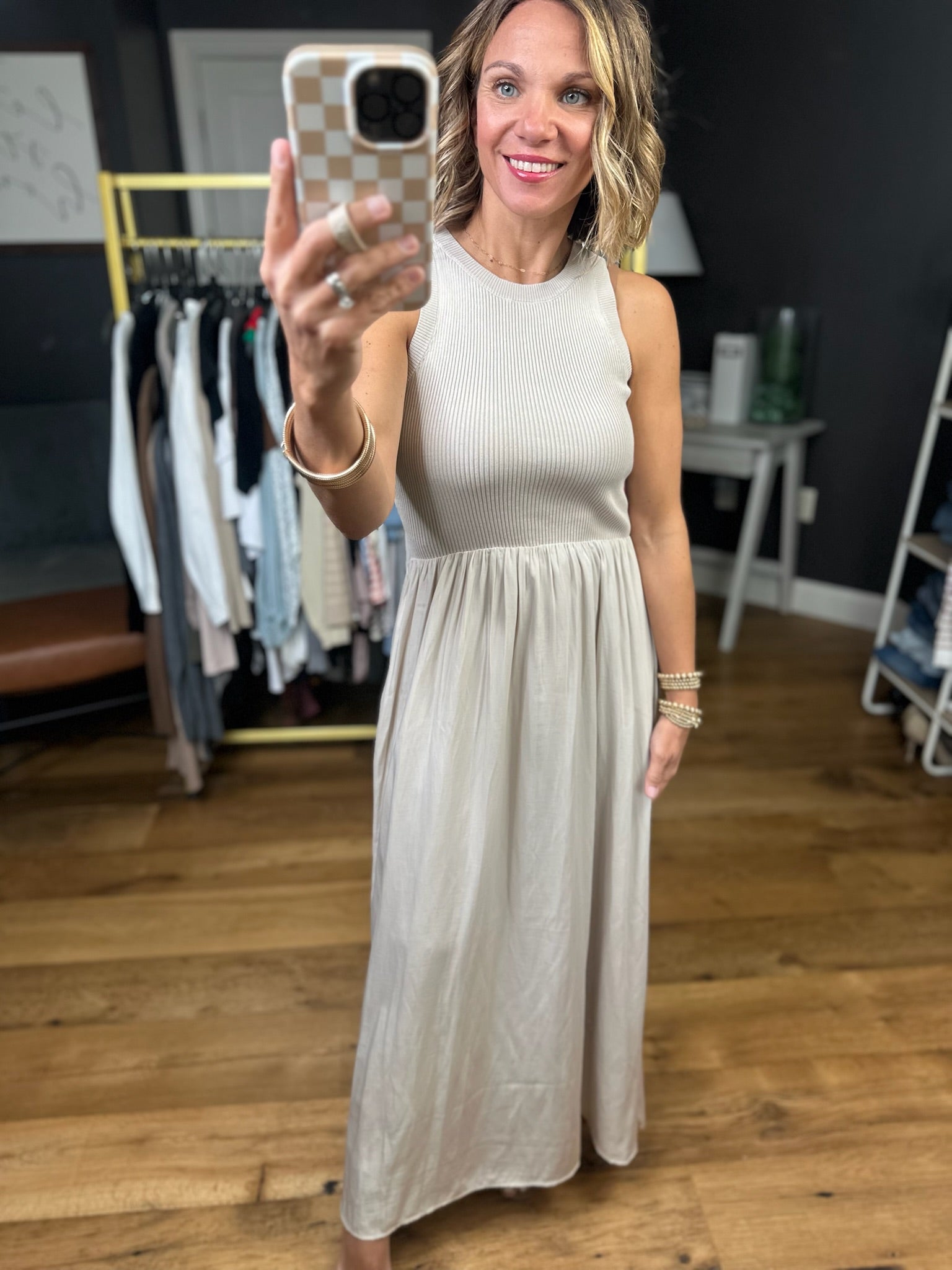 Sweetest Sunshine Textured Maxi Dress - Light Taupe-Blu Pepper-Anna Kaytes Boutique, Women's Fashion Boutique in Grinnell, Iowa