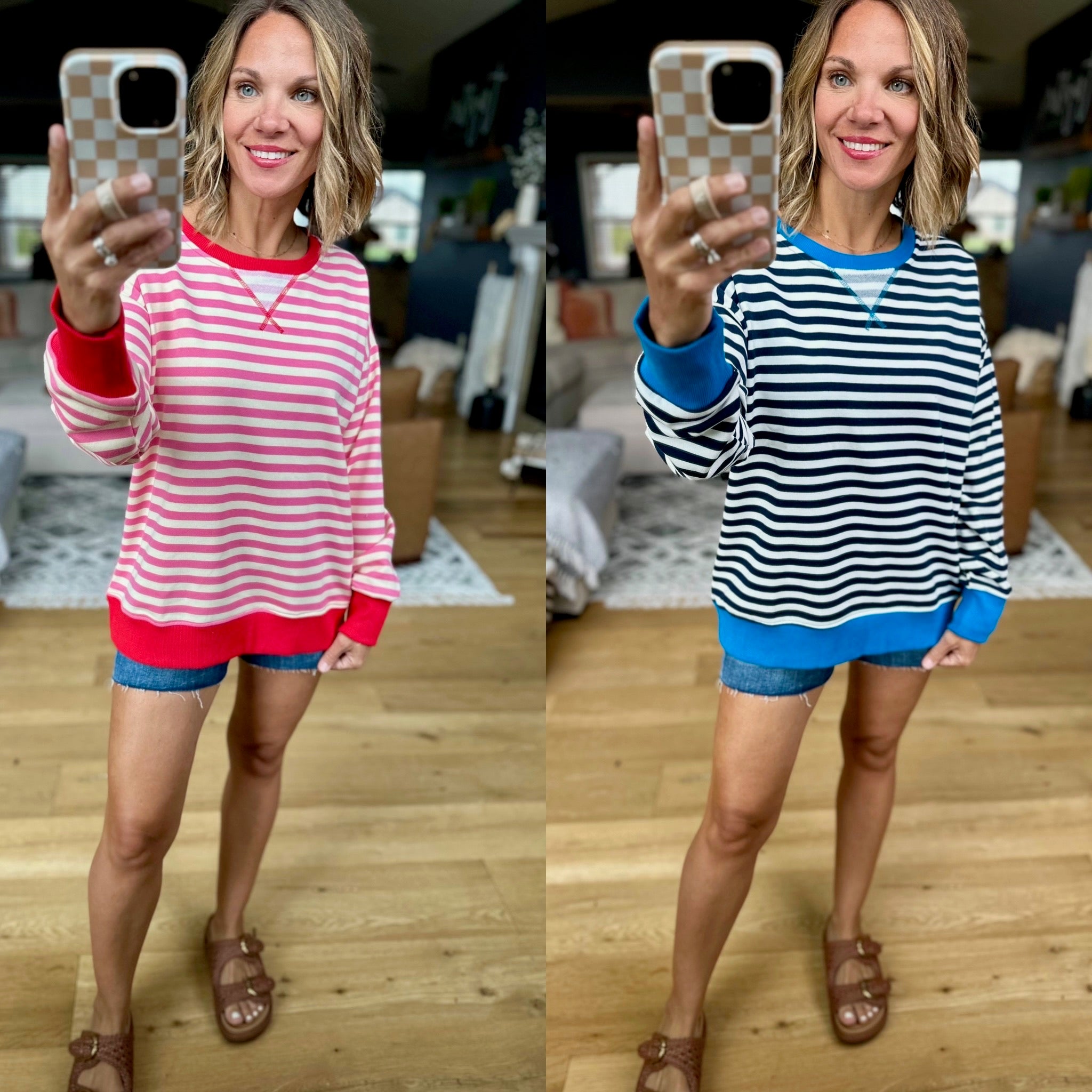 Rookie Season Striped Pullover - Multiple Options-Hem & Thread-Anna Kaytes Boutique, Women's Fashion Boutique in Grinnell, Iowa