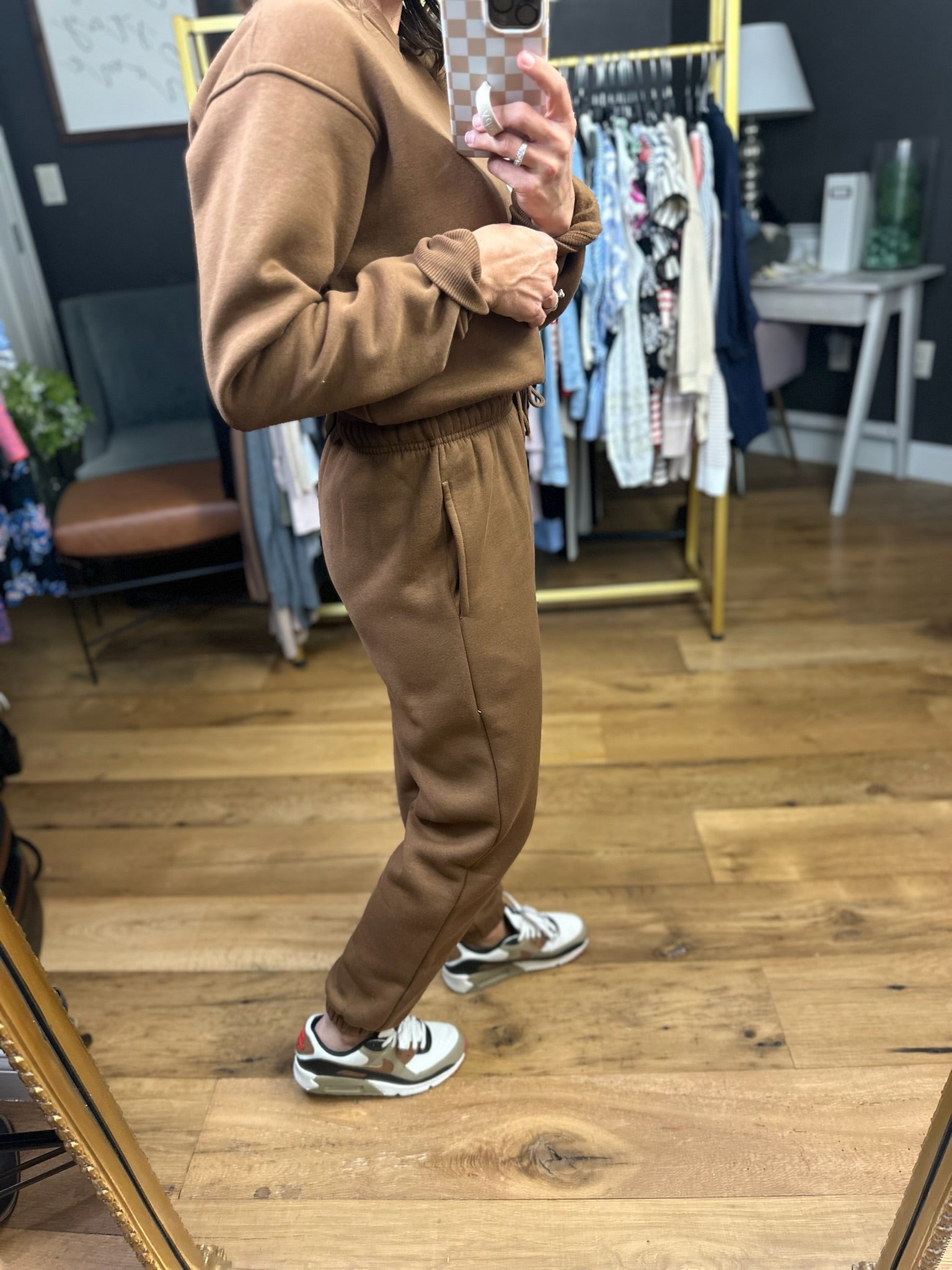 A Good Look Cropped Crew + Jogger Sweatpant Set - Cocoa Dust-Mono B-Anna Kaytes Boutique, Women's Fashion Boutique in Grinnell, Iowa