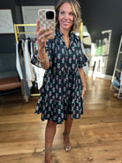 Try To Be Patterned Dress - Black-Entro-Anna Kaytes Boutique, Women's Fashion Boutique in Grinnell, Iowa