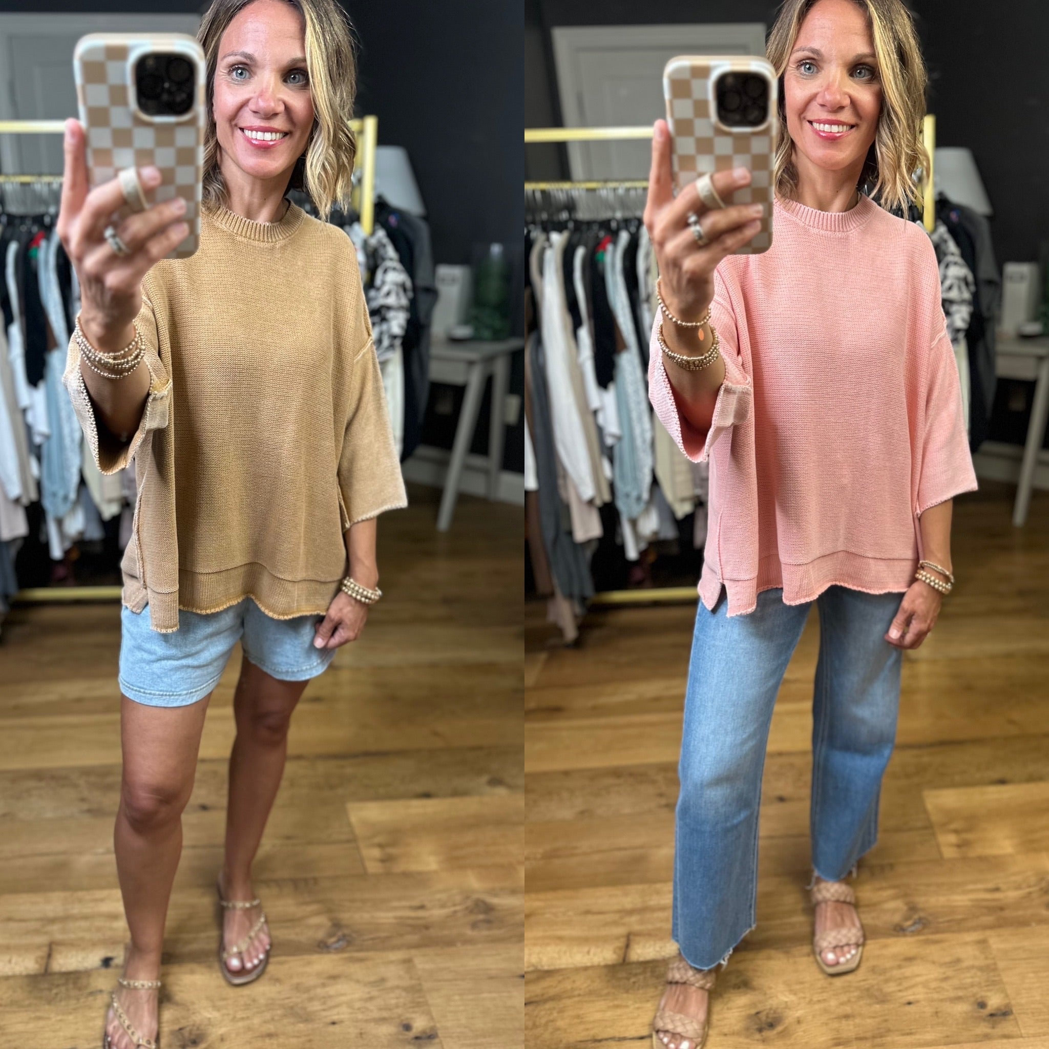 In My Mind Short-Sleeve Sweater - Multiple Options-Easel-Anna Kaytes Boutique, Women's Fashion Boutique in Grinnell, Iowa