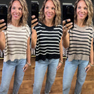 Anything In the World Striped Cap-Sleeve Knit Top - Multiple Options-Entro-Anna Kaytes Boutique, Women's Fashion Boutique in Grinnell, Iowa