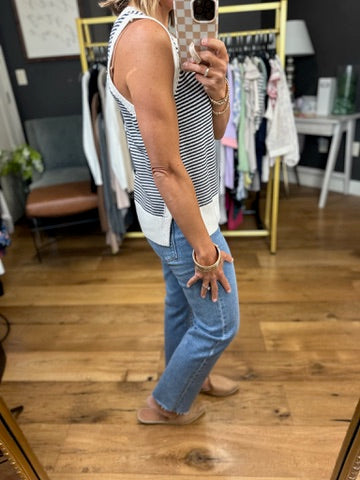Almost There Striped Top - Navy-Be Cool-Anna Kaytes Boutique, Women's Fashion Boutique in Grinnell, Iowa