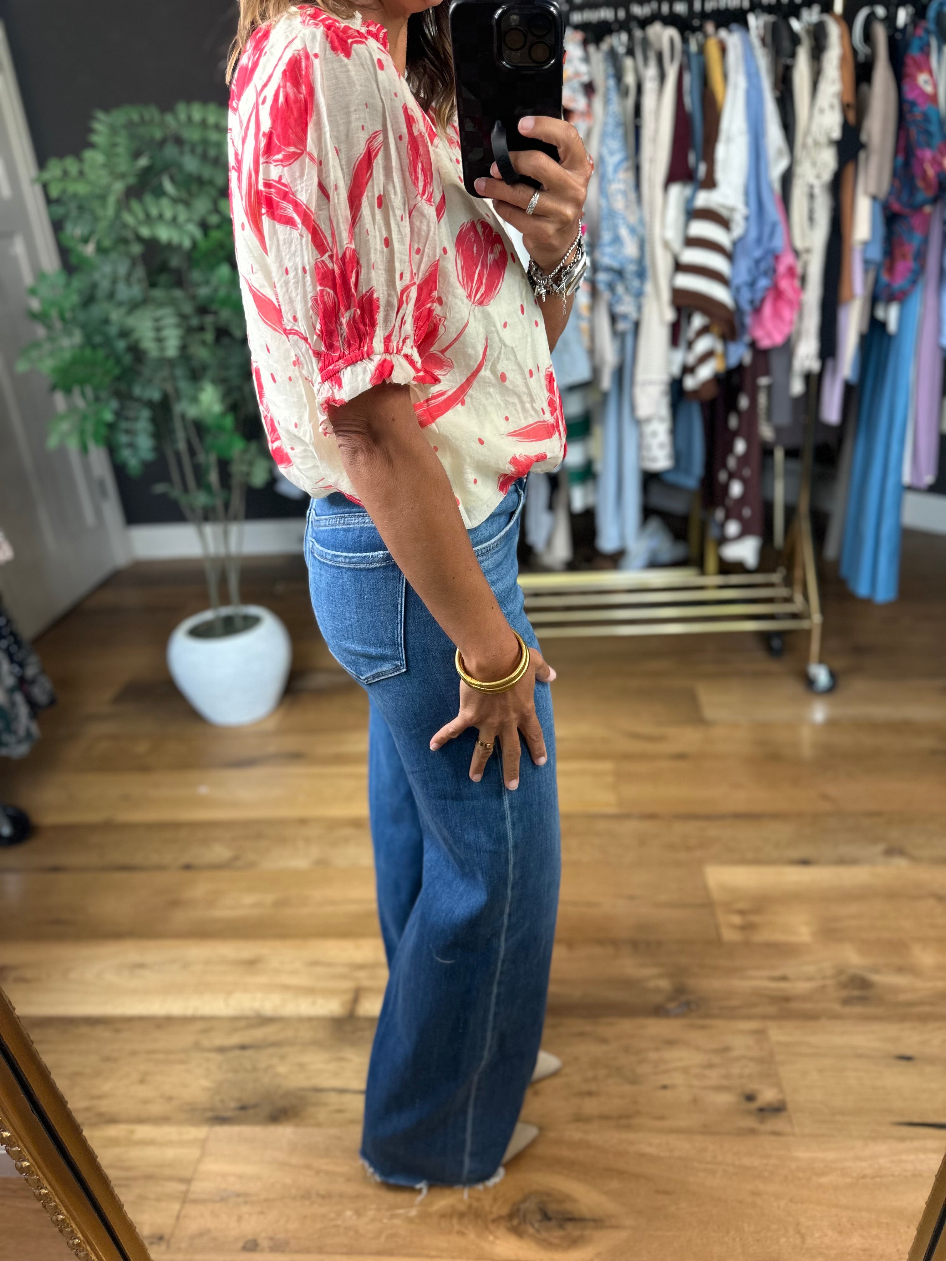 Favorite Day Floral Top-Short Sleeves-Umgee-Anna Kaytes Boutique, Women's Fashion Boutique in Grinnell, Iowa