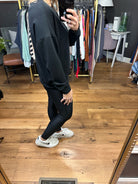 Back In Black Scuba Sweatshirt With Pockets - Black-Sweaters-Wasabi & Mint WMT3194-Anna Kaytes Boutique, Women's Fashion Boutique in Grinnell, Iowa