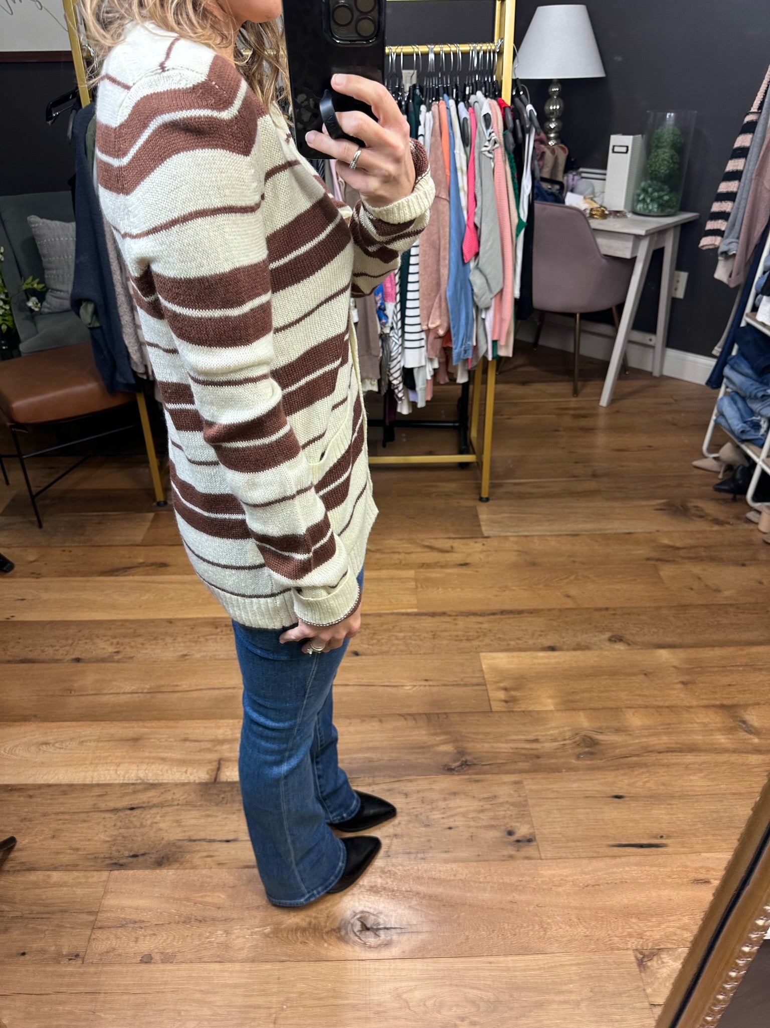 Least Bit Curious Striped Button Cardigan - Multiple Options-Cardigans-Staccato 54364-Anna Kaytes Boutique, Women's Fashion Boutique in Grinnell, Iowa