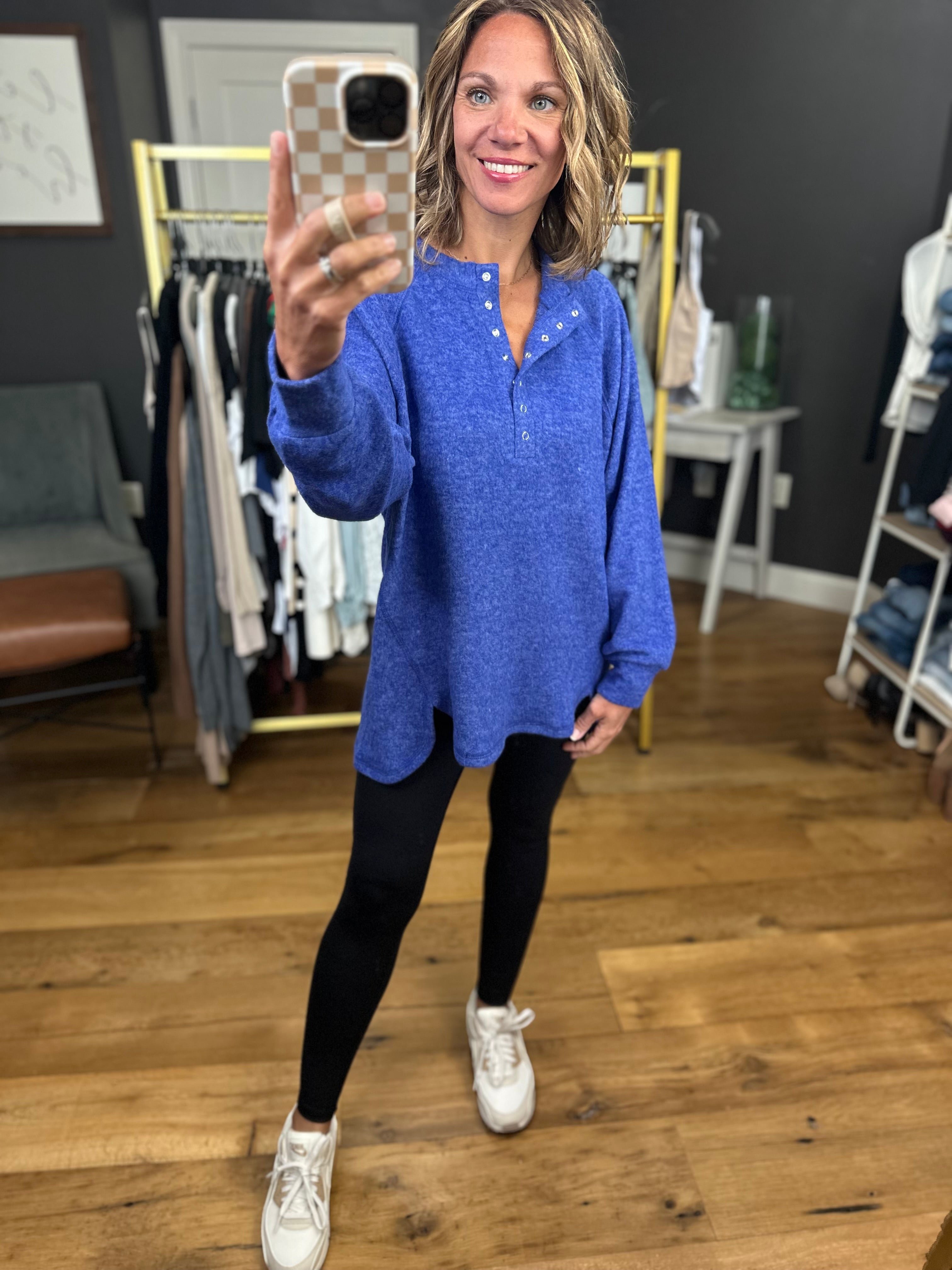 Back & Forth Brushed Fleece Henley - Multiple Options-Long Sleeves-HT-2321A-Anna Kaytes Boutique, Women's Fashion Boutique in Grinnell, Iowa