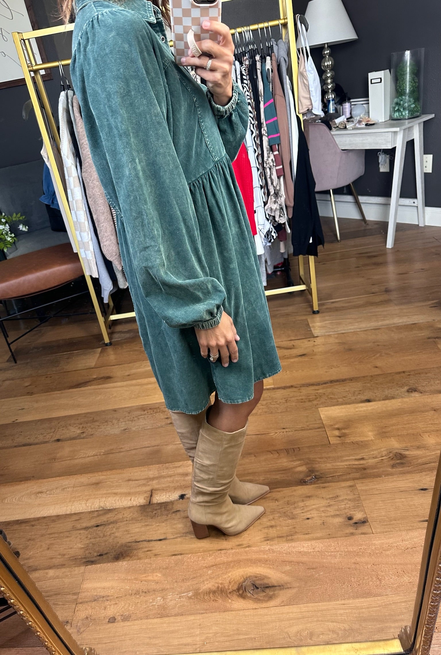 Best Judgement Button-Up Dress - Hunter Green-Jodifl-Anna Kaytes Boutique, Women's Fashion Boutique in Grinnell, Iowa