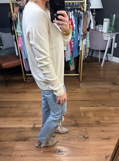 On The Edge Lightweight Sweater - Cream-Be Cool 63942-Anna Kaytes Boutique, Women's Fashion Boutique in Grinnell, Iowa