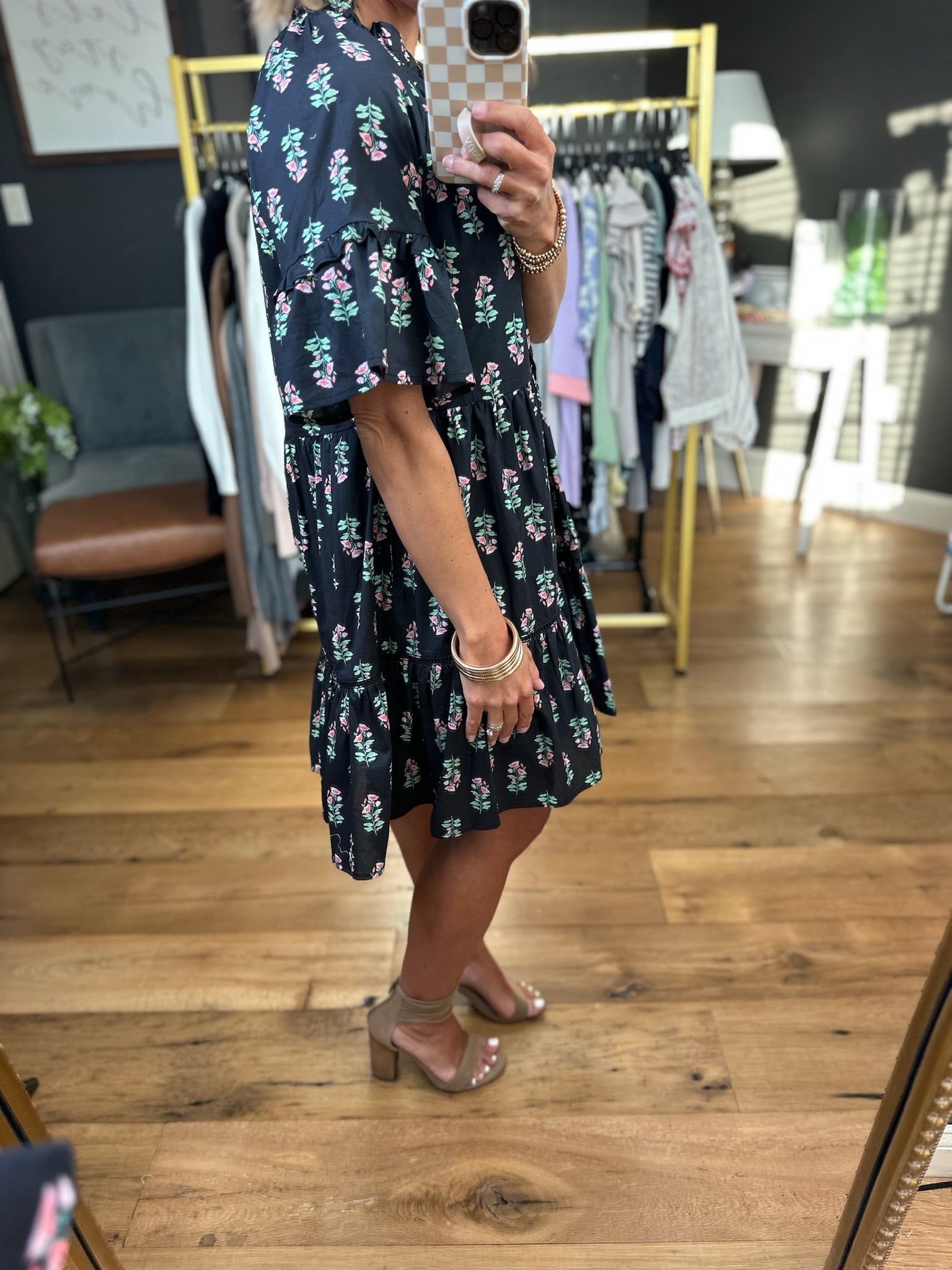 Try To Be Patterned Dress - Black-Entro-Anna Kaytes Boutique, Women's Fashion Boutique in Grinnell, Iowa