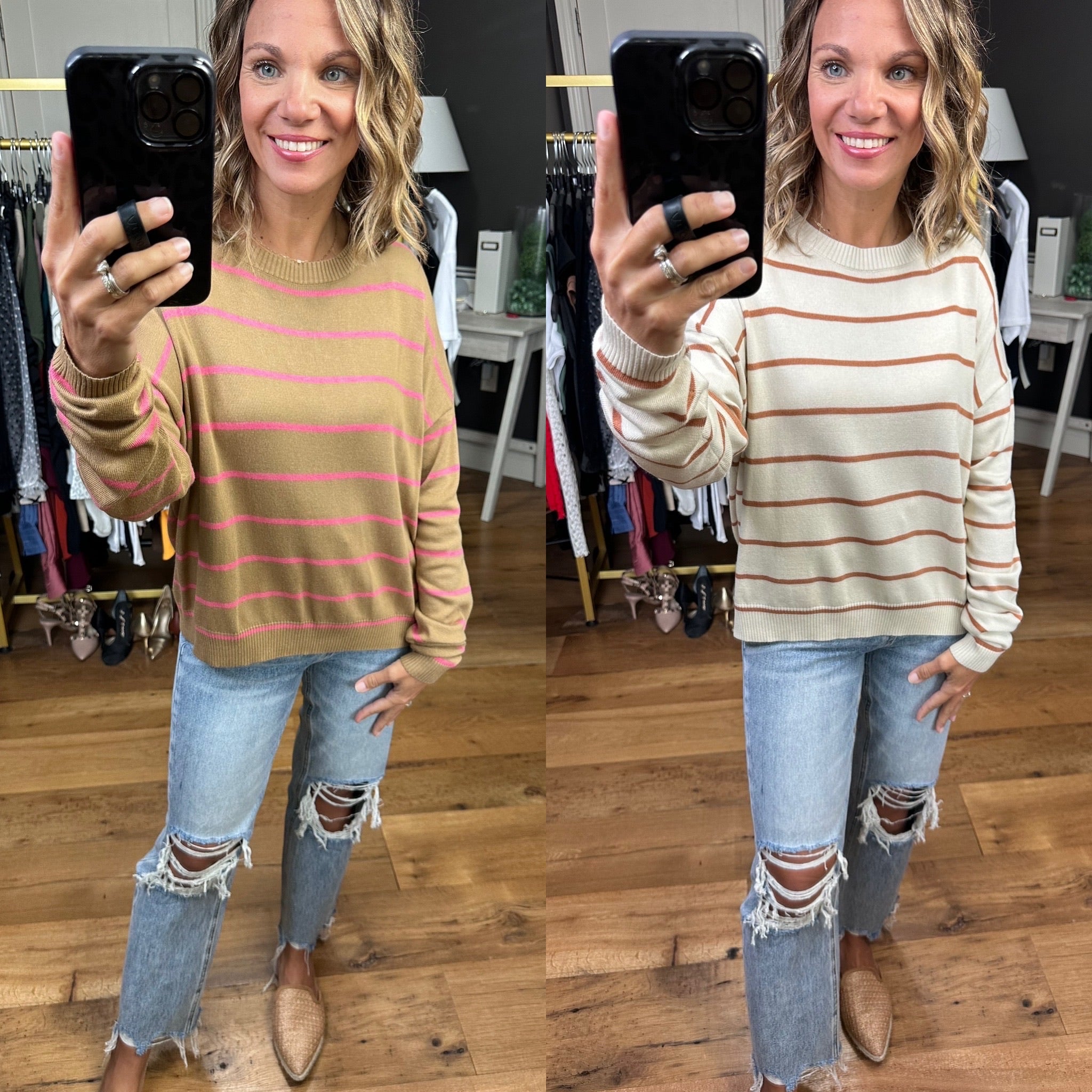 The Right Time Striped Crew Sweater - Multiple Options